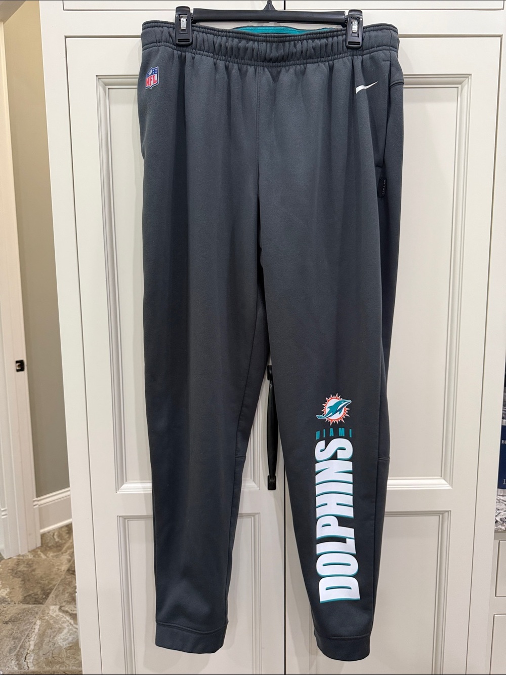 Nike Miami Dolphins NFL Team Issued Gray On Field Football Sweatpants Mens L